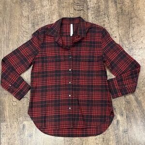 Aritzia Babaton Oversized Red and Black Plaid Shirt